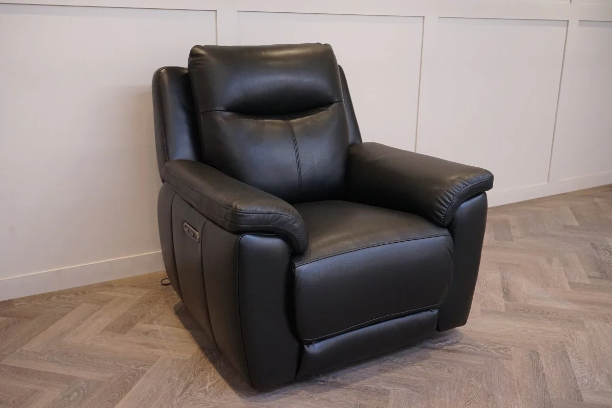 Navona Power Recliner Leather Armchair, Florida Black - Image 5