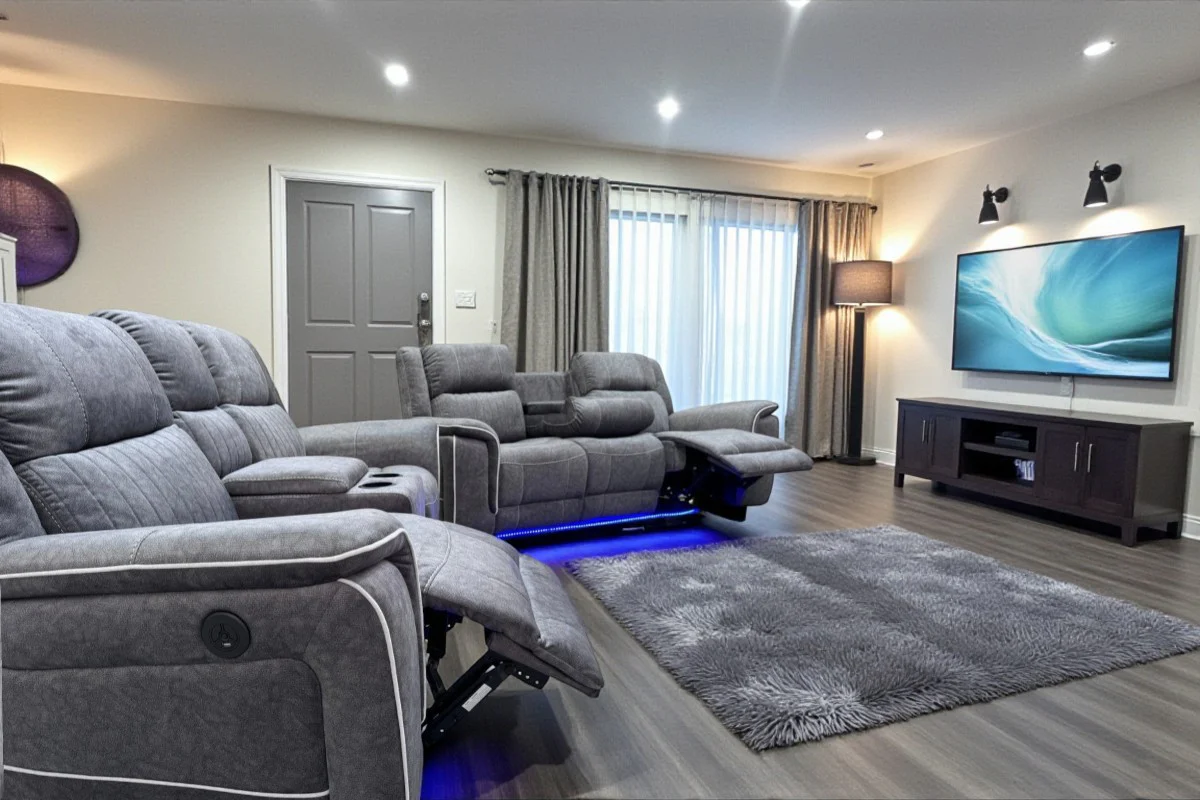 Neon Express Power Reclining 3 + 2 Sofas, Silver - Image 2
