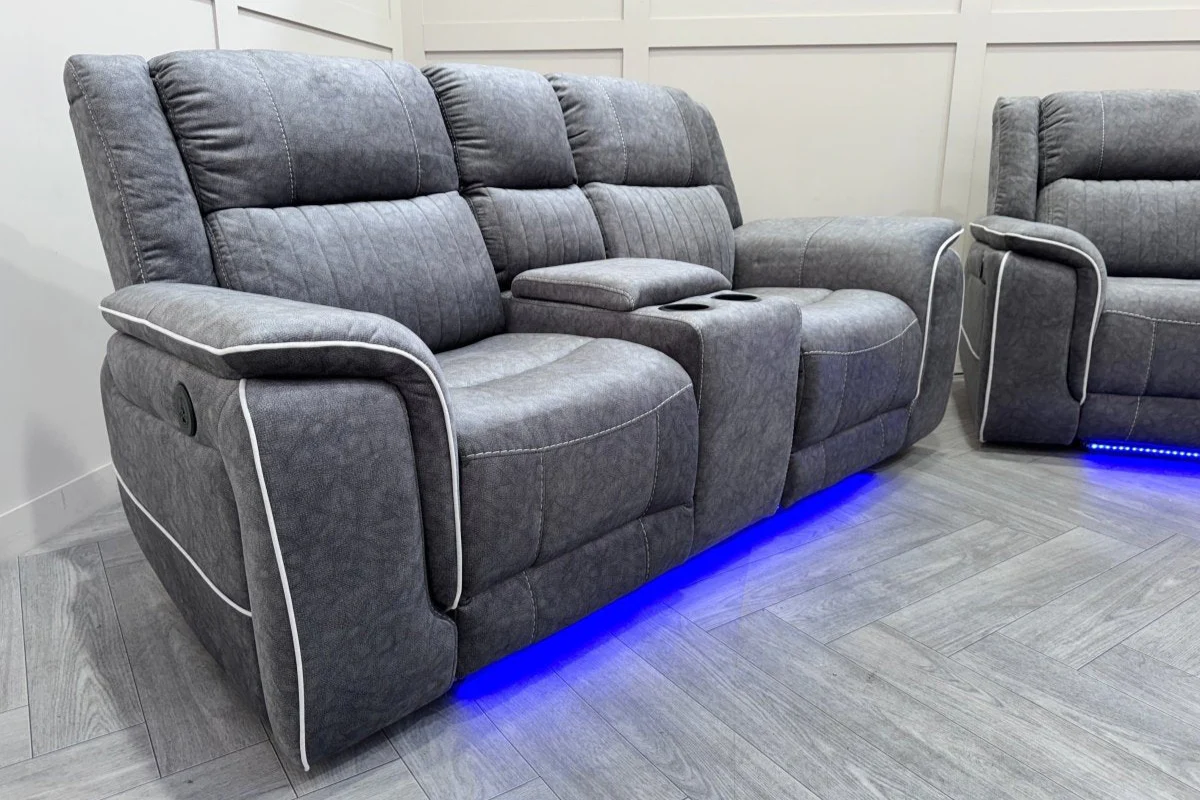 Neon Express Power Reclining 3 + 2 Sofas, Silver - Image 4