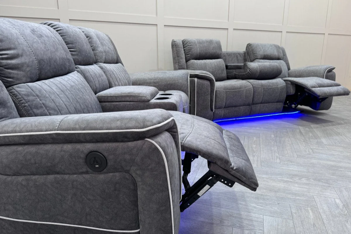 Neon Express Power Reclining 3 + 2 Sofas, Silver - Image 9