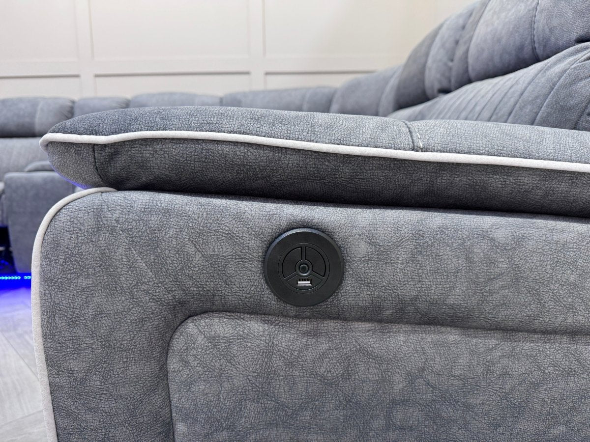 Neon Express Power Reclining Corner Sofa, Silver - Image 12