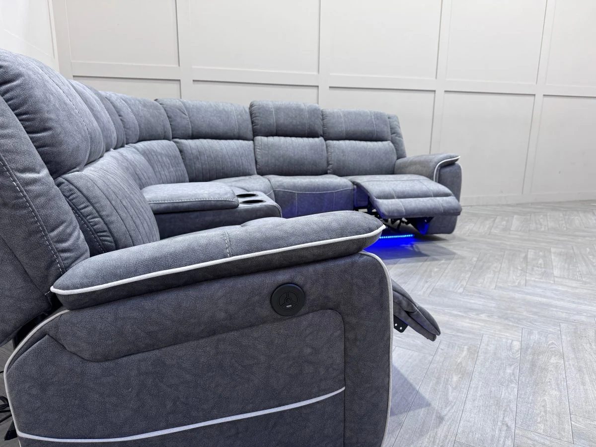 Neon Express Power Reclining Corner Sofa, Silver - Image 13