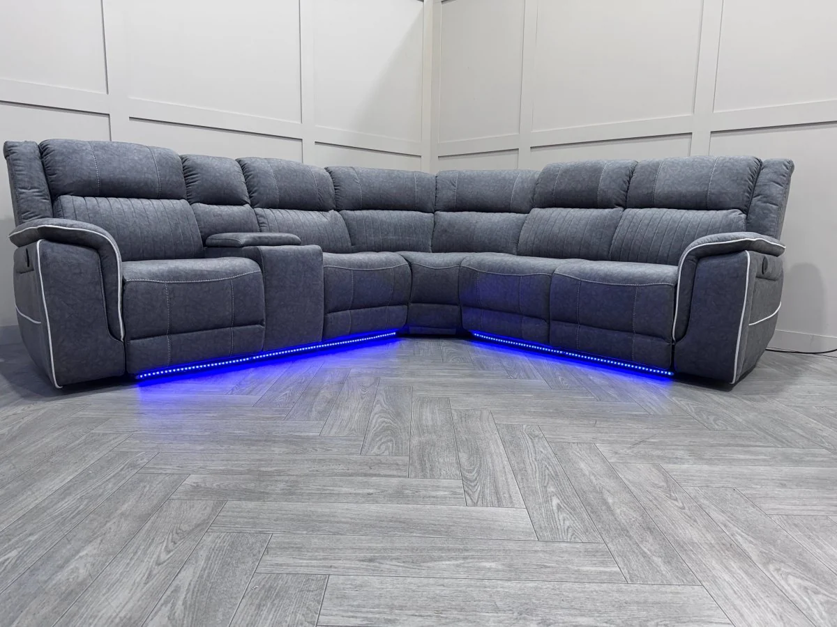 Neon Express Power Reclining Corner Sofa, Silver - Image 5