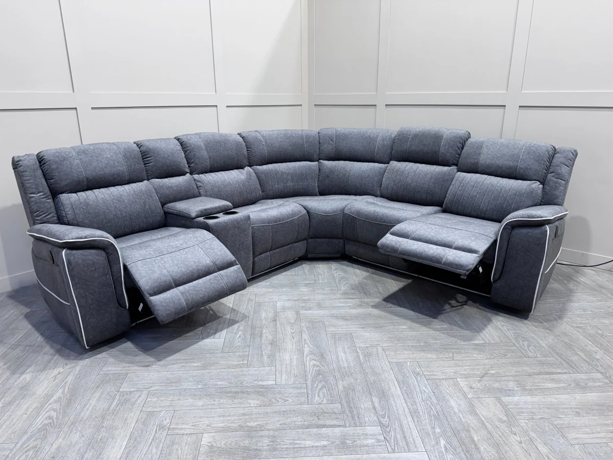Neon Express Power Reclining Corner Sofa, Silver - Image 7