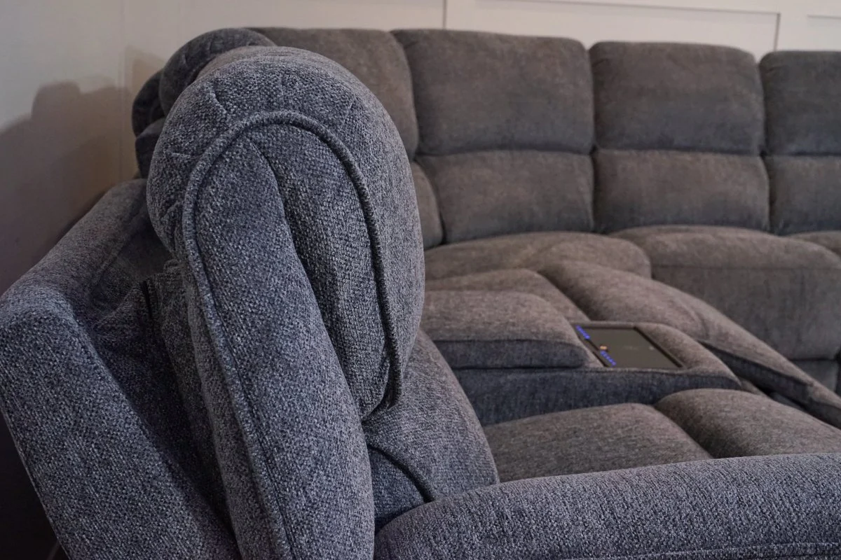 Orlando Power Recliner Corner Tech Sofa, Chunky Chenille Charcoal - Image 11