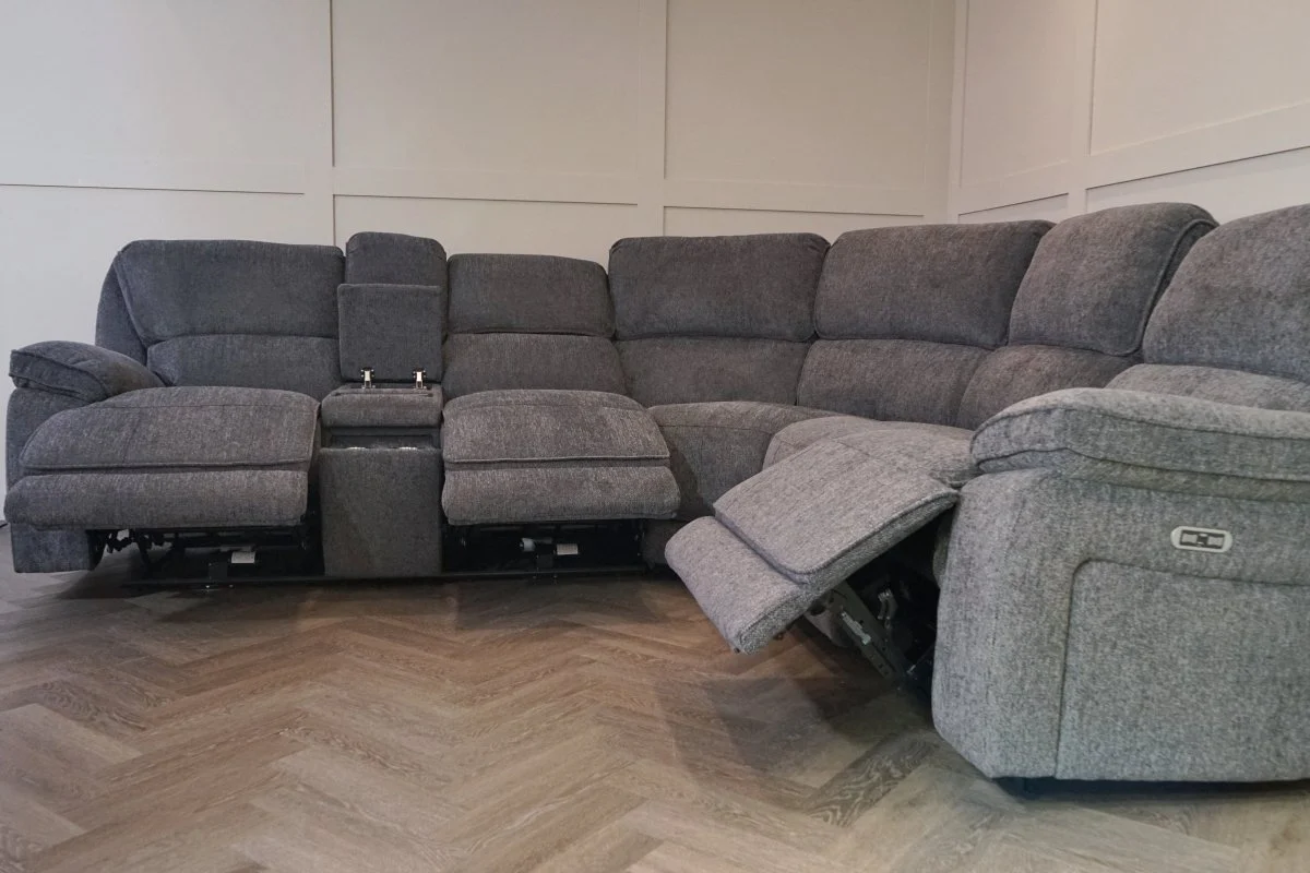 Orlando Power Recliner Corner Tech Sofa, Chunky Chenille Charcoal - Image 12