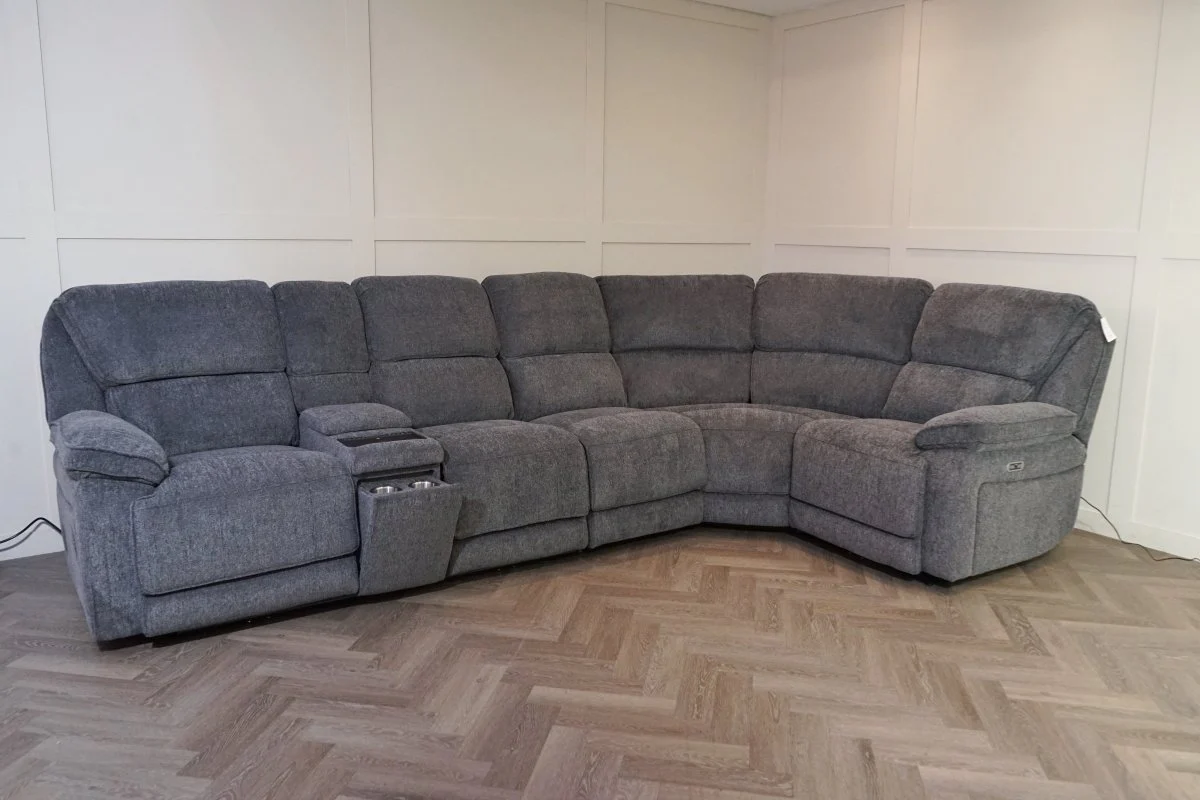 Orlando Power Recliner Corner Tech Sofa, Chunky Chenille Charcoal - Image 14