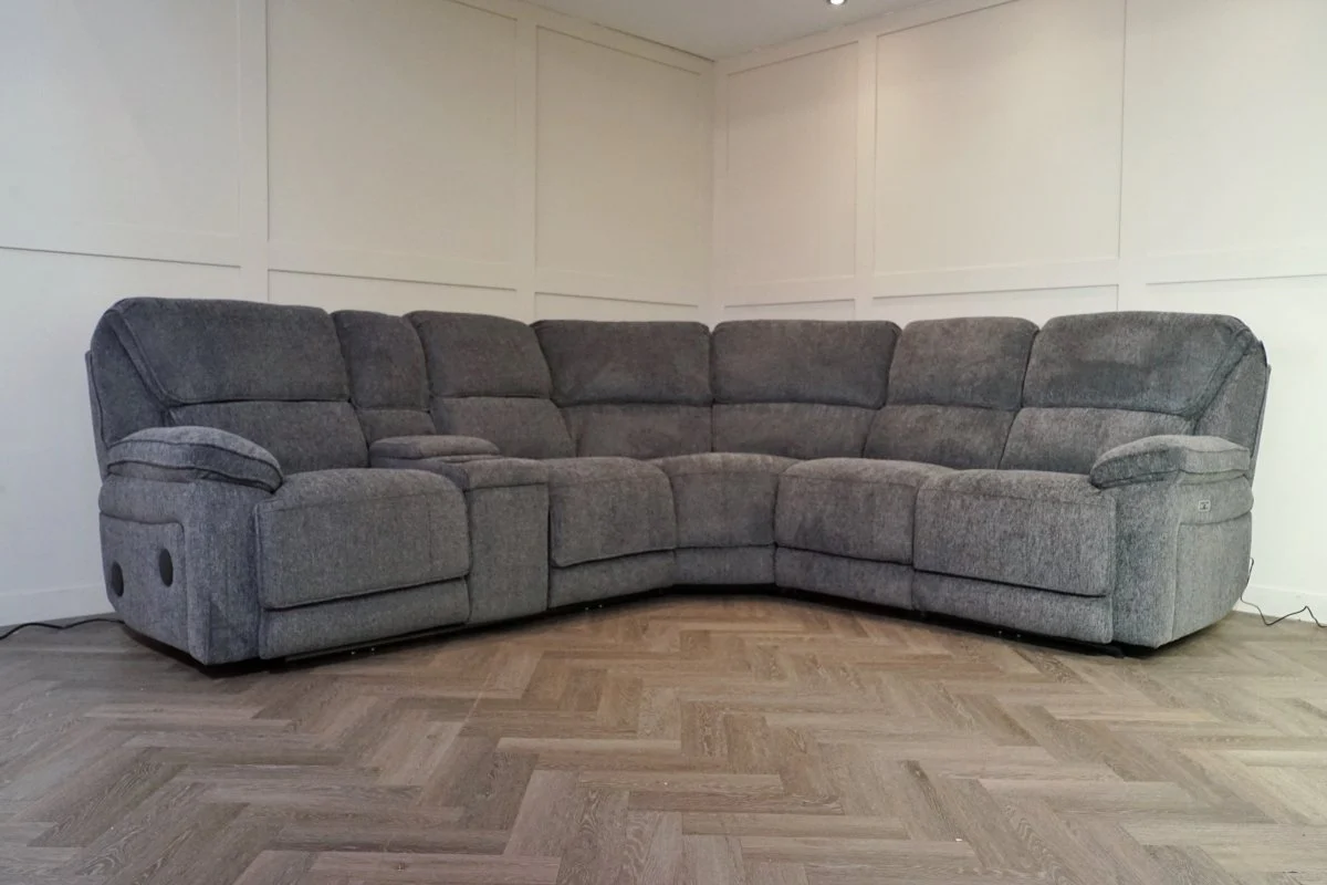 Orlando Power Recliner Corner Tech Sofa, Chunky Chenille Charcoal - Image 17