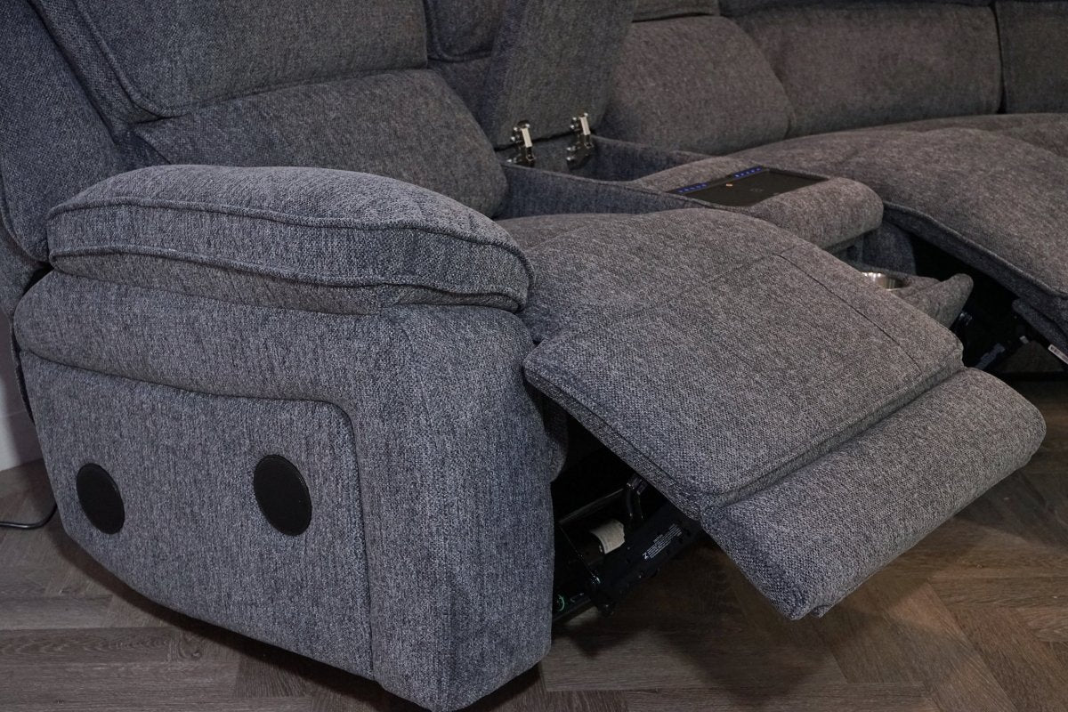 Orlando Power Recliner Corner Tech Sofa, Chunky Chenille Charcoal - Image 6