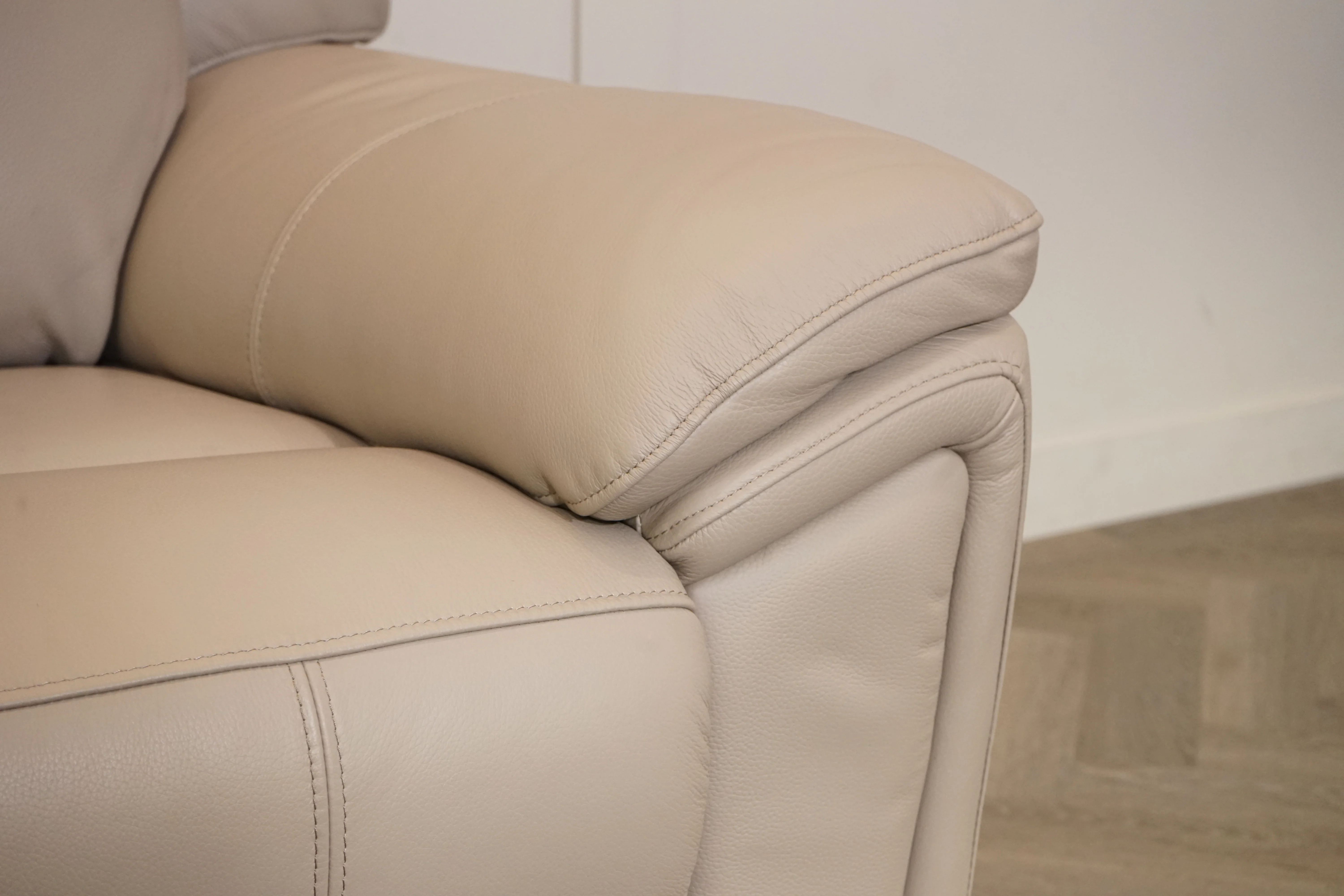 Panache Leather 2 Seater Sofa & FREE Storage Footstool, Oyster - Image 5