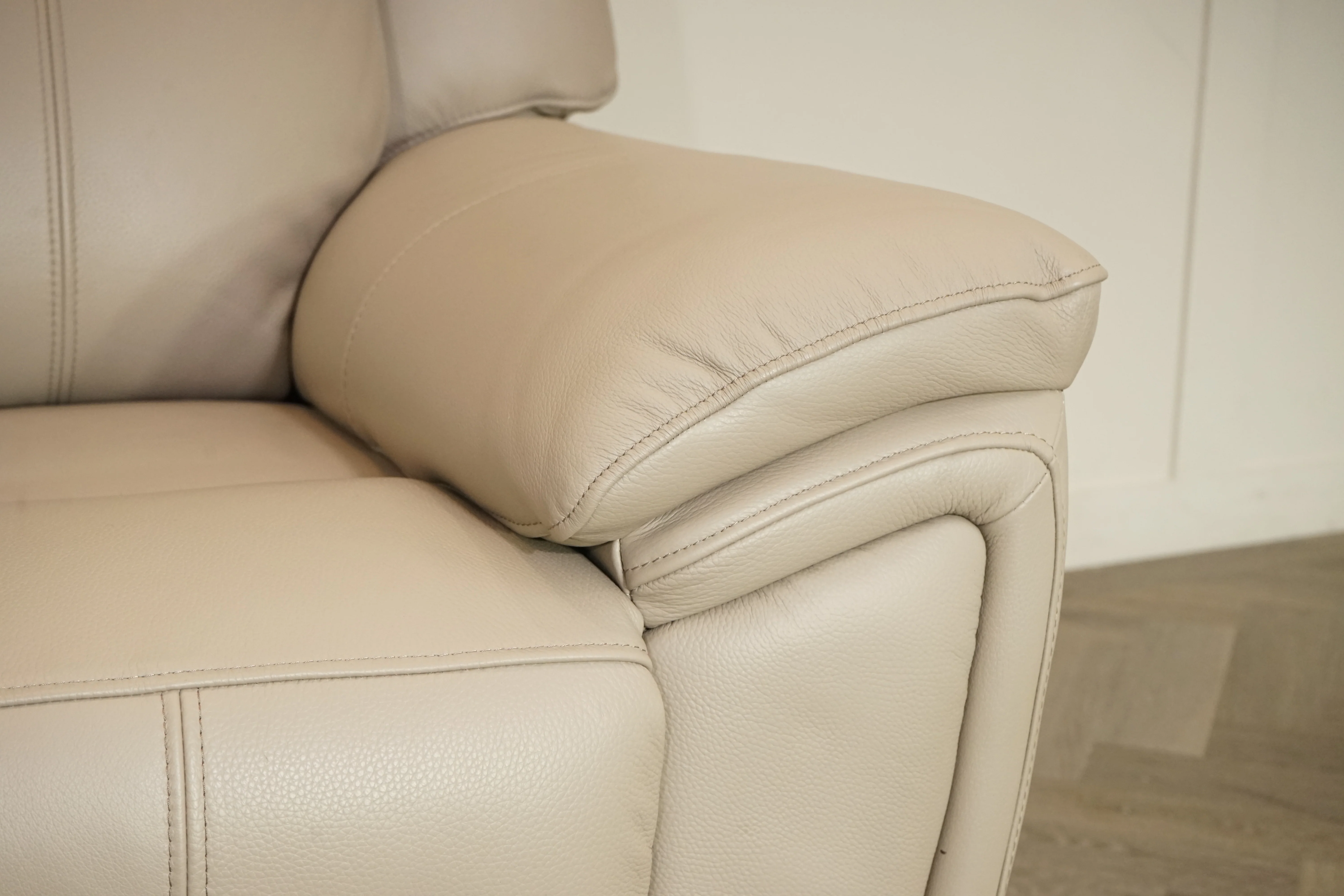 Panache Leather Power Reclining 2 Seater & Armchair, Oyster - Image 5