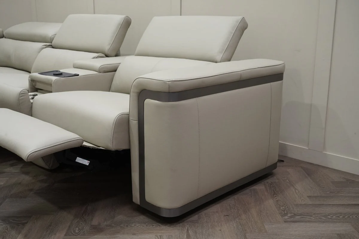 Plaza Large Corner Leather Sofa, Smart Console, Taupe - Image 10