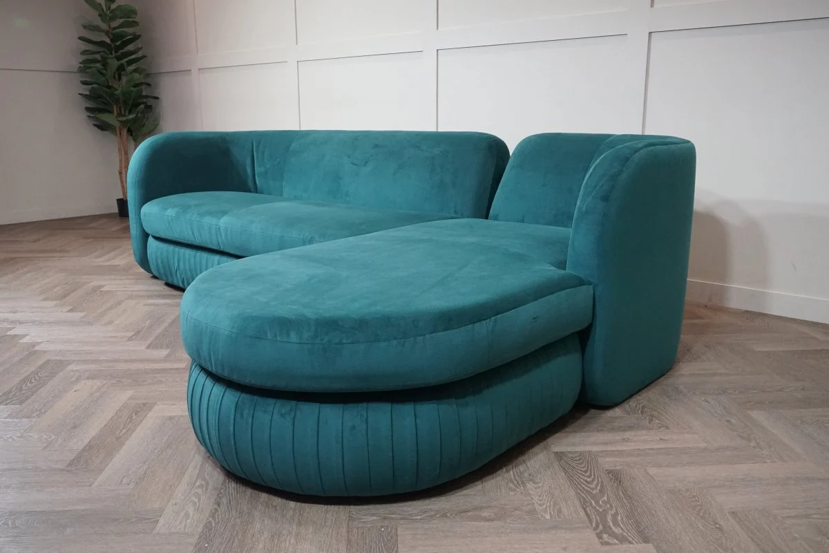 Pleat Large 4 Seater RHF Chaise End Sofa, Plush Velvet Teal - Image 5