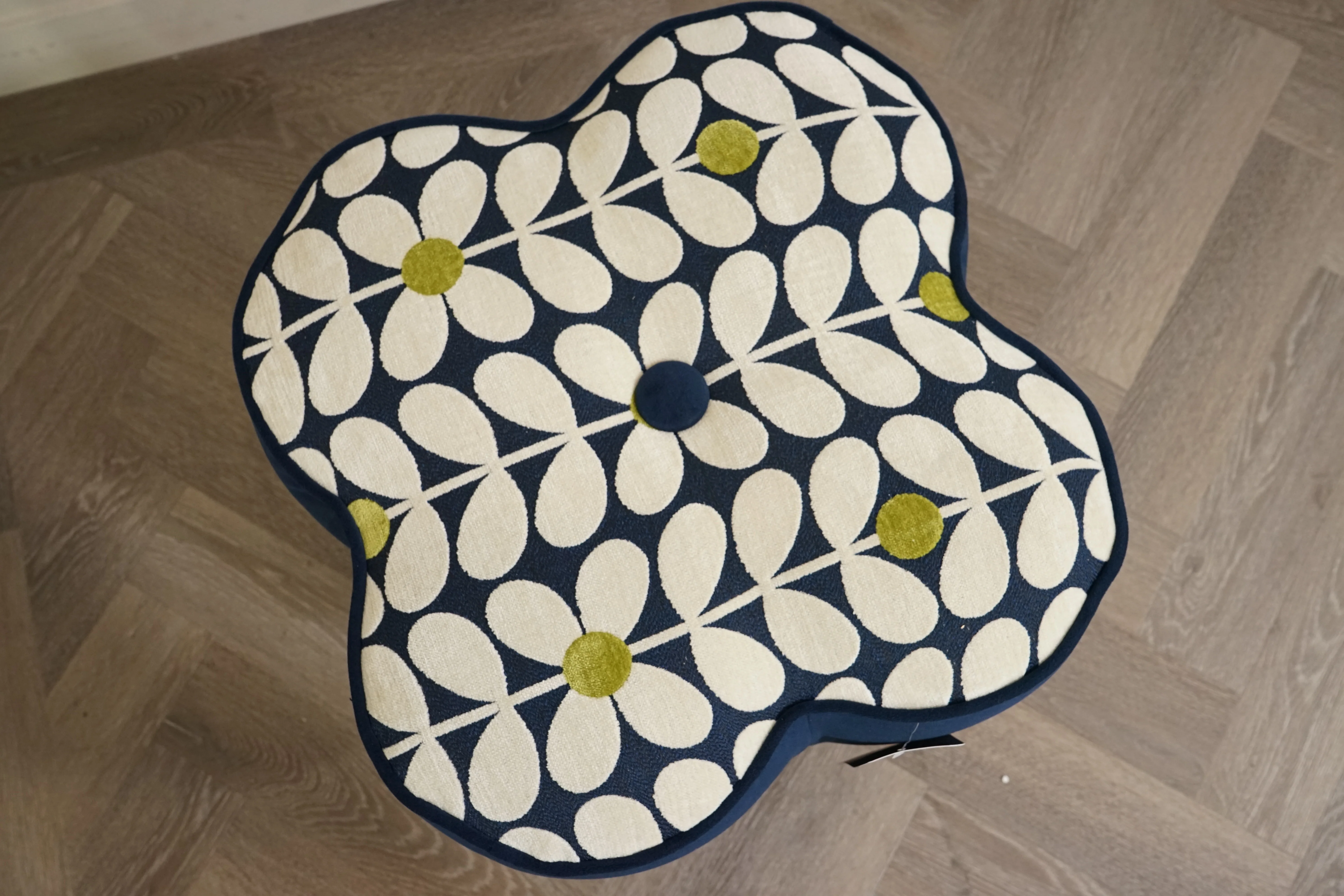 Poppy Small Footstool, Glyde Indigo / Stem Pattern - Image 3