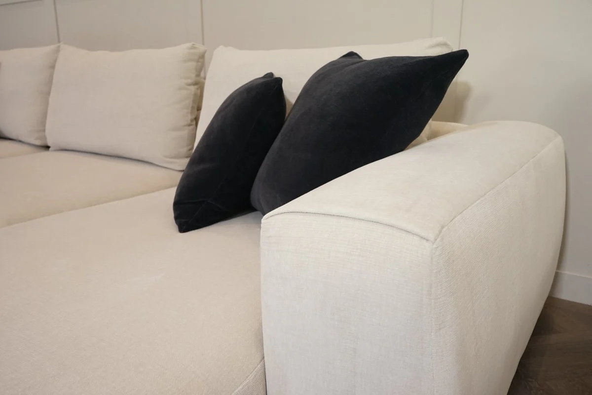 Rocco Large RHF Chaise Sofa & Footstool, Dusky Ecru - Image 7