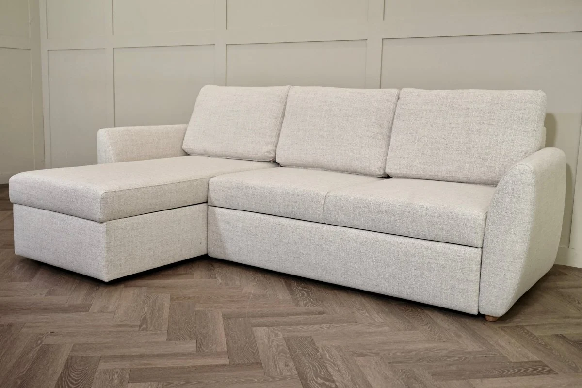 Sansa Splayed Arm Sofa Bed with Storage, Tonal Weave Chalk - Image 5