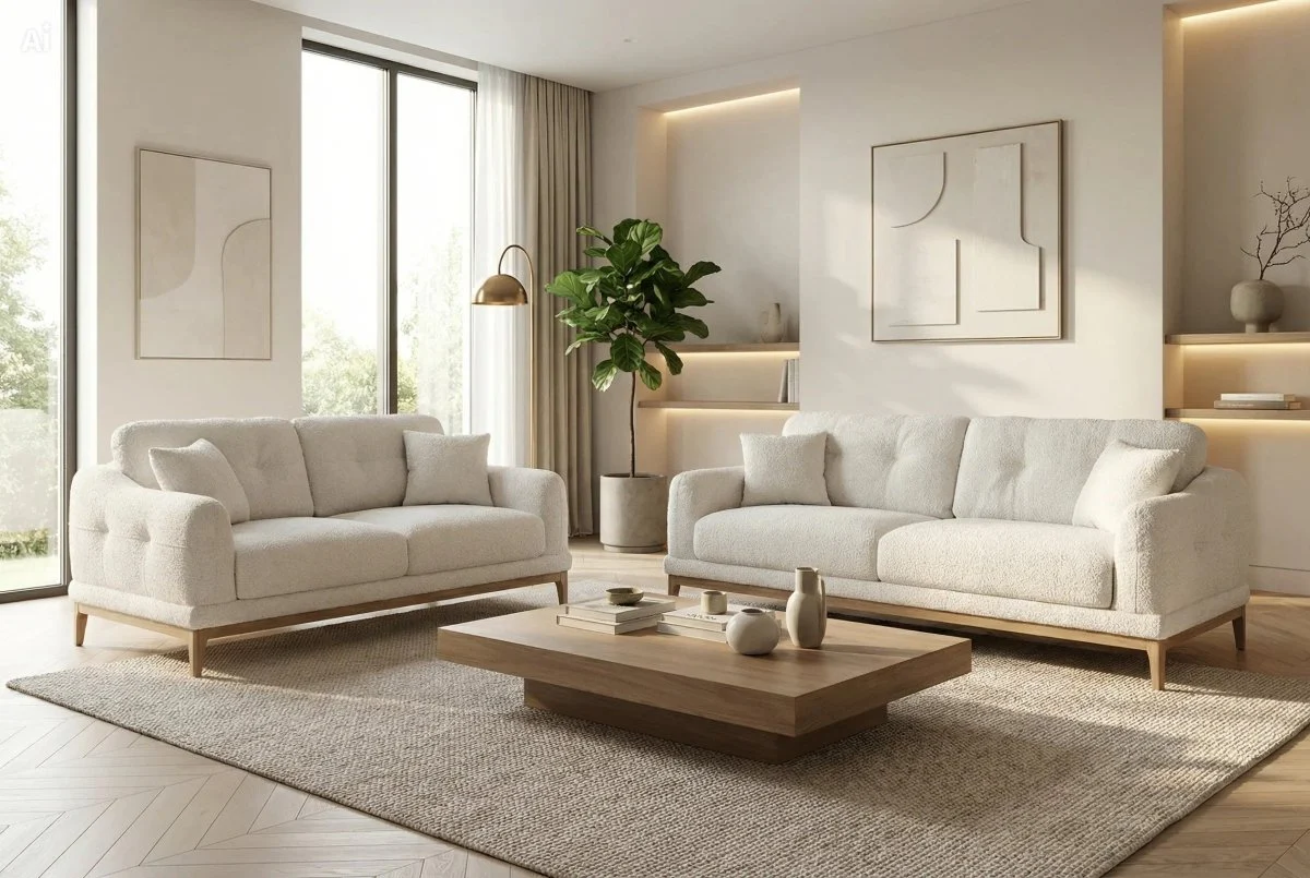The Cosy Loft 3 + 2 Seater Sofa Set, Milky Pebble - Image 2