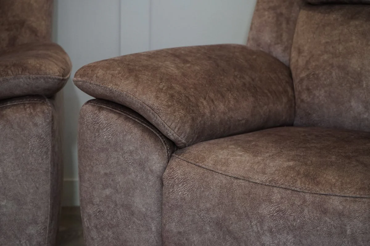 Utah 3 Seater Static Sofa & 2 x Armchairs, Classic Brown - Power Headrests / Lumbar - Image 12