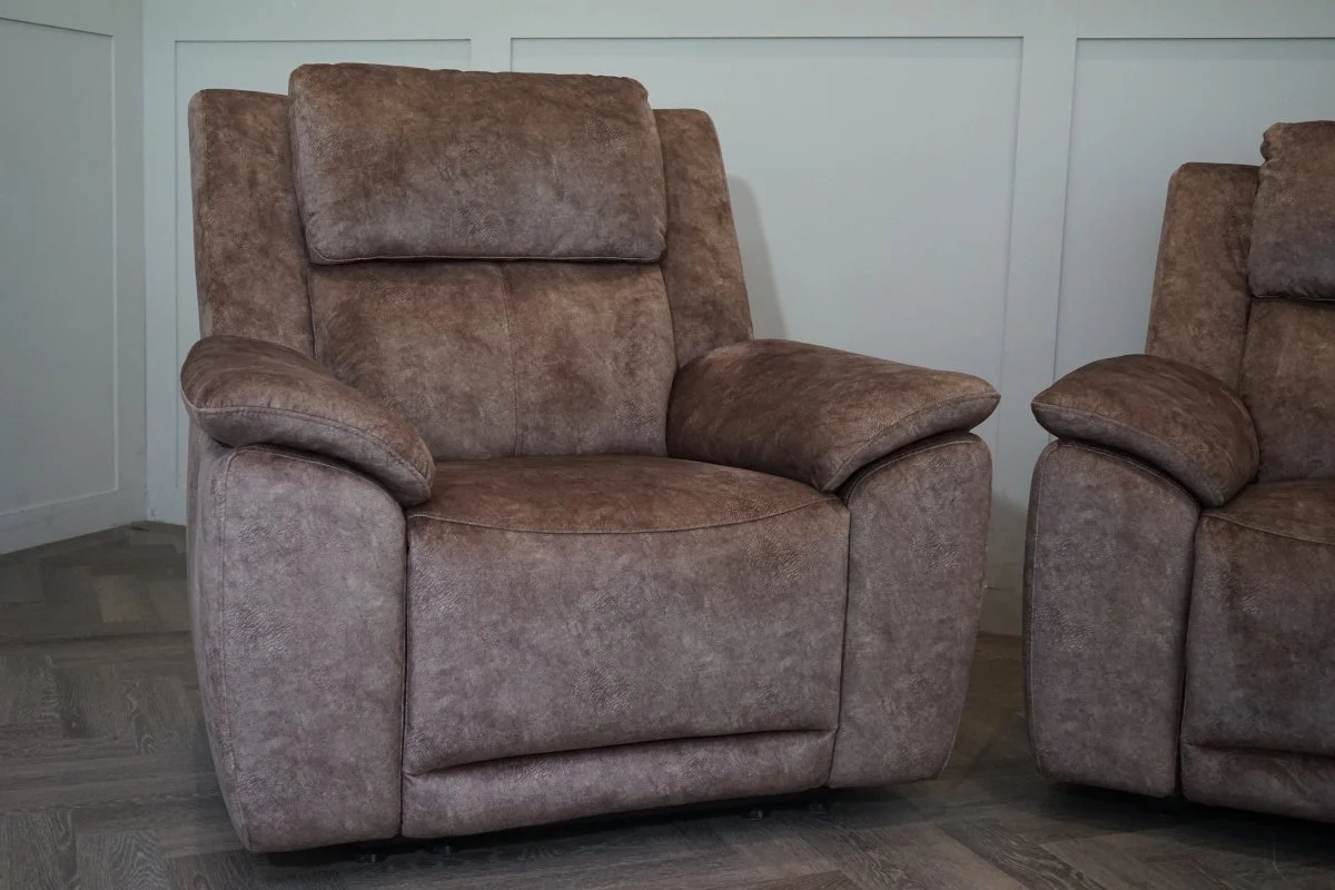 Utah 3 Seater Static Sofa & 2 x Armchairs, Classic Brown - Power Headrests / Lumbar - Image 9