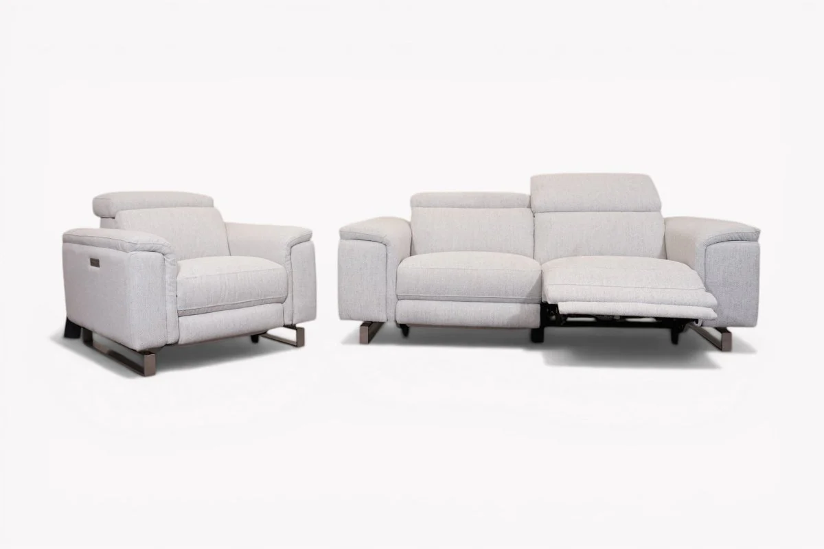 Viserba Fabric 3 Seater Power Recliner Sofa & Armchair, Power Head Tilt