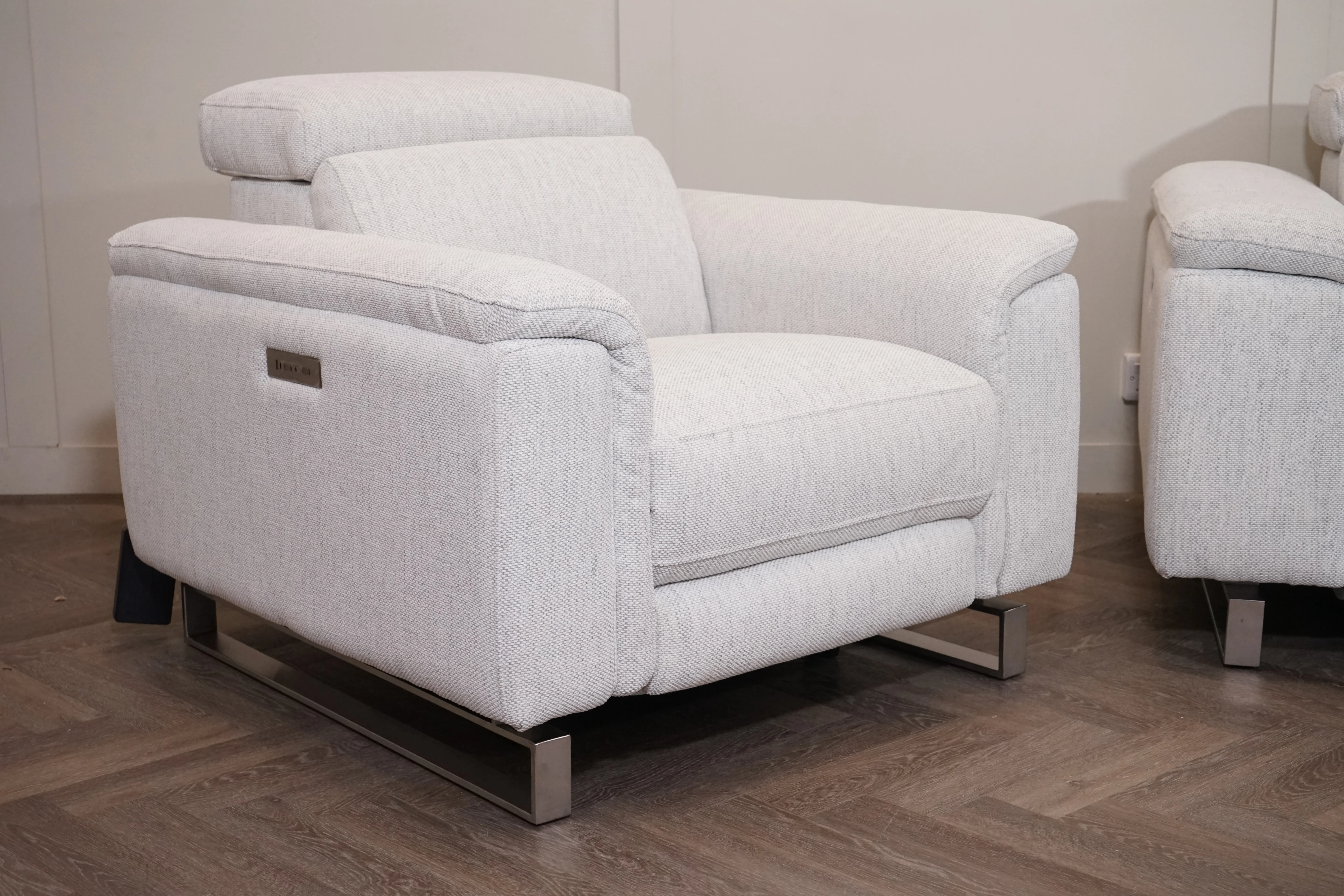 Viserba Fabric 3 Seater Power Recliner Sofa & Armchair, Power Head Tilt - Image 5