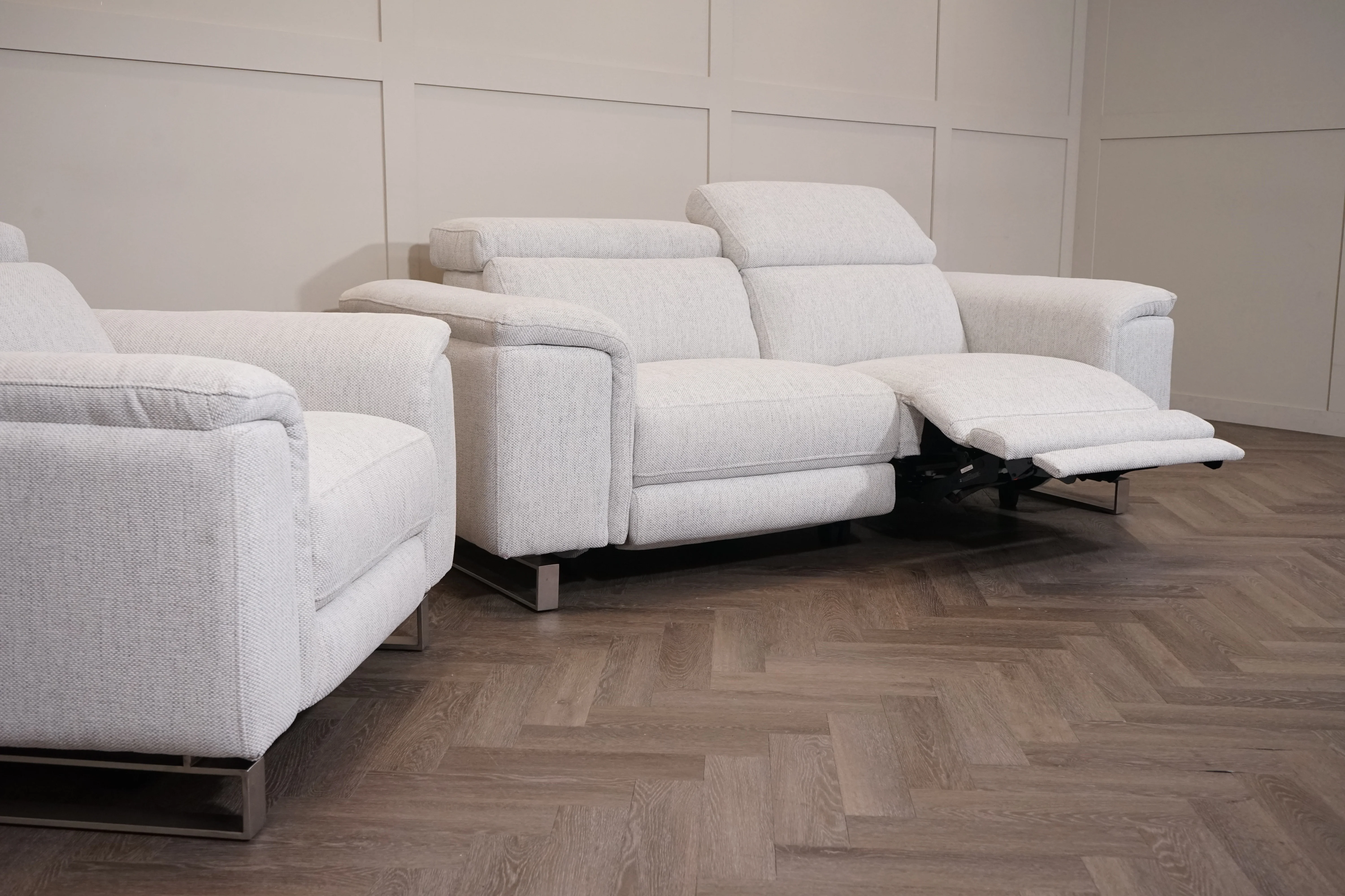 Viserba Fabric 3 Seater Power Recliner Sofa & Armchair, Power Head Tilt - Image 6